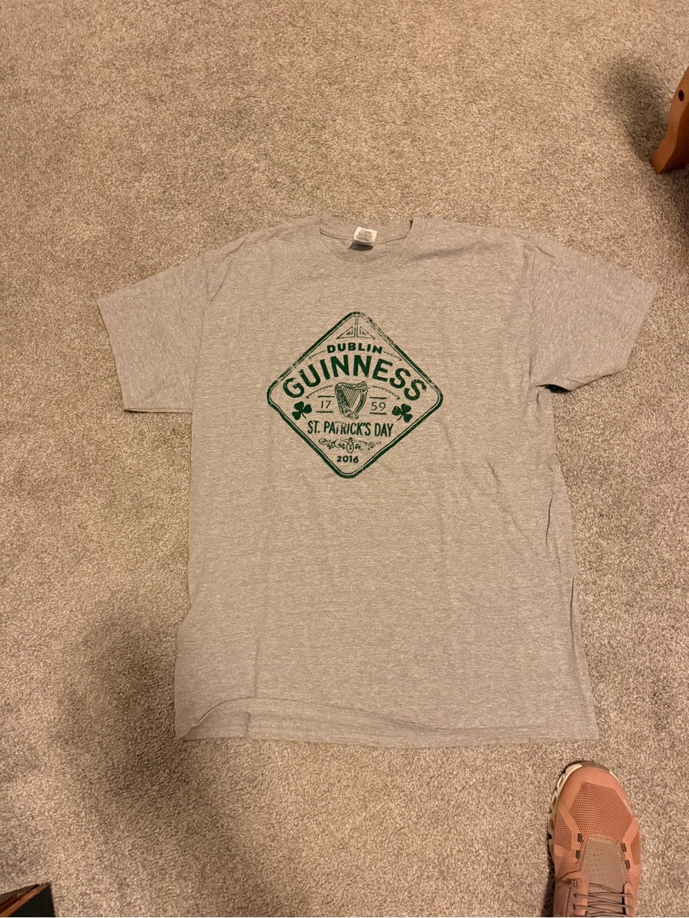 Guinness Gray Short Sleeve Tee with Green St. Patrick's Graphic